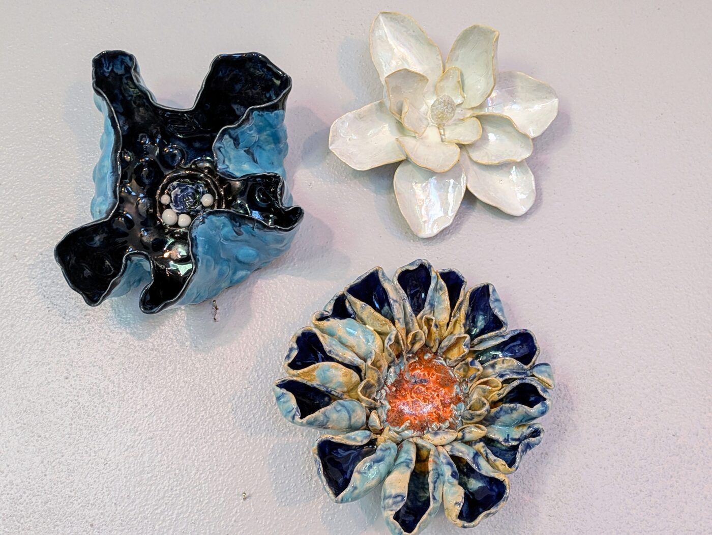 Handbuilt ceramic wall flower