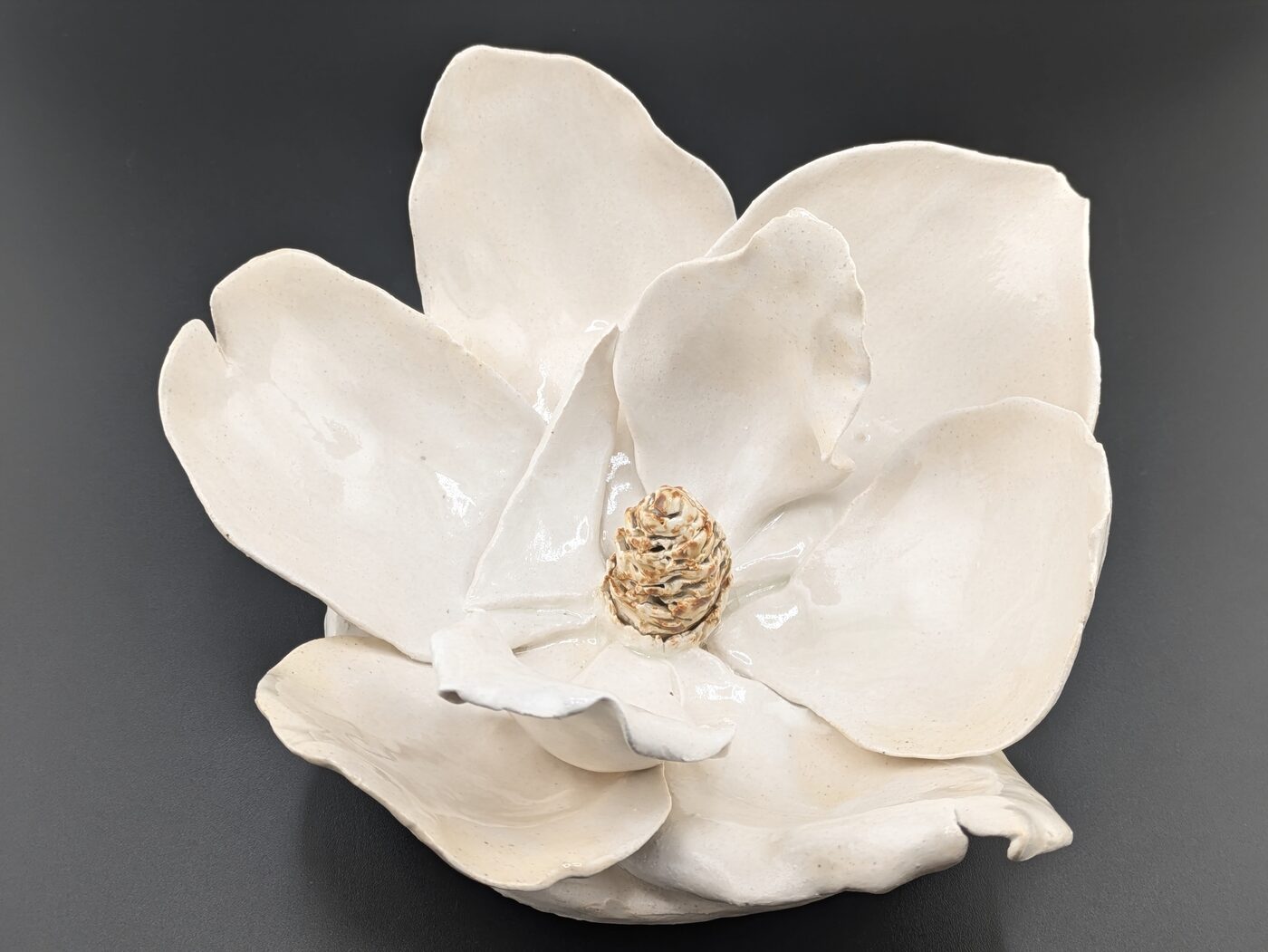 Handbuilt ceramic magnolia